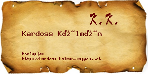 Kardoss Kálmán névjegykártya
